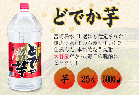 ビッグサイズ 芋焼酎 どでか芋 25度 5000ml 2本 セット お酒 アルコール 飲料 飲み物 国産 大容量 井上酒造 地酒 晩酌 家呑み 宅呑み お祝い ご褒美 記念日 エコ ペットボトル ロック 水割り お湯割り お取り寄せ おすすめ お土産 宮崎県 日南市 送料無料_F51-21