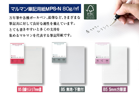 マルマン ルーズリーフ 3種類 セット B5 26穴 合計1,500枚 7mm 無地 5mm方眼 雑貨 文房具 メモ帳 イラスト スケッチ 自由帳 仕事 学校 新学期 勉強 進学 議事録 日用品 事務用品 国産 人気 おすすめ ロングセラー お取り寄せ 宮崎県 日南市 送料無料_BD116-25