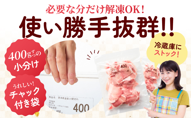 宮崎県産 豚こま切れ 計4kg 数量限定 肉 豚肉 小間切れ 豚こま 国産 食品 小分け 時短 便利 万能食材 晩ご飯 おかず お弁当 おつまみ 炒め物 煮物 豚汁 カレー 肉豆腐 冷凍 おすすめ 大容量 チャック付き袋 ギフト 贈り物 贈答 宮崎県 日南市 送料無料_D102-24