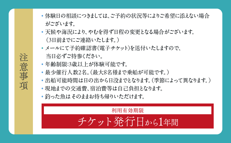 手ぶらで体験 フィッシング チケット 1枚 魚釣り 体験チケット 釣り体験 マリンアクティビティ体験 アウトドア 楽しむ 船釣り 1隻貸切 チャーター 観光 レジャー リフレッシュ ギフト 贈り物 ご褒美 サプライズ 家族サービス 宮崎県 日南市 送料無料_W4-25