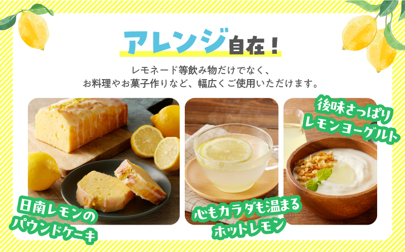 無添加 てんさい糖使用 数量限定 日南レモン シロップ 500ml 2本 セット れもん 檸檬 柑橘 ジュース フルーツ 果物 くだもの 飲料 飲み物 オリジナル ブレンド ホット アイス ソーダ割 レモンケーキ 国産 人気 おすすめ ギフト 贈り物 贈答 宮崎県 送料無料_CC70-25