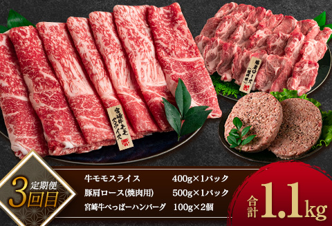 数量限定 1度に3種 お届け 3か月 お楽しみ 定期便 お肉 加工品 すぐれもの セット 総重量3.5kg以上 宮崎牛 牛肉 ビーフ 黒毛和牛 宮崎県産 豚肉 ポーク 国産 食品 惣菜 おかず 焼肉 しゃぶしゃぶ とんかつ ハンバーグ ウインナー お取り寄せ 日南市 送料無料_IC3-23