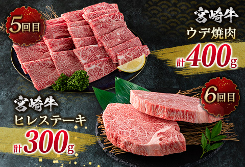 数量限定 6か月 お楽しみ 定期便 宮崎牛 贅沢 満喫 セット 総重量2.5kg 黒毛和牛 ブランド牛 牛肉 国産 ビーフ 人気 食品 焼肉 ステーキ スライス 小間切れ しゃぶしゃぶ すき焼き ミヤチク お取り寄せ グルメ ご褒美 記念日 お祝 宮崎県 日南市 送料無料_NA1-25