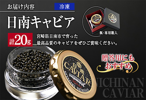日南CAVIAR キャビア 計20g 魚卵 黒いダイヤ チョウザメ 魚介 魚貝 日南市産 国産 食品 人気 高級 上質 贅沢 高級 希少 三大珍味 水産物 おつまみ ご褒美 記念日 お祝い パーティー 贈り物 ギフト プレゼント お取り寄せ グルメ おすすめ 宮崎県 送料無料_F10-191