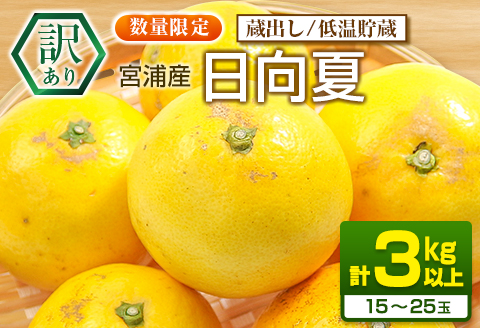 先行予約 訳あり 宮浦産 蔵出し 日向夏 計3kg以上 期間限定 数量限定 フルーツ 果物 くだもの 柑橘 みかん 令和8年発送 国産 産地直送 新鮮 食品 ジュース デザート フルーツサンド おやつ ご褒美 おすそ分け ご家庭用 ご自宅用 宮崎県 日南市 送料無料_BC131-25