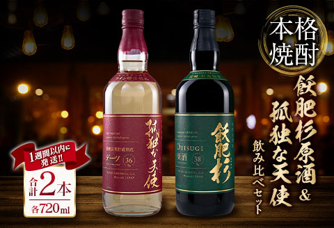 本格焼酎 飫肥杉 原酒 孤独な天使 飲み比べ セット 合計2本 アルコール 飲料 国産 お酒 地酒 晩酌 芋焼酎 デーツ焼酎 貯蔵熟成 宅呑み 家呑み 希少 ストレート ロック ソーダ割 人気 おすすめ 詰め合わせ お取り寄せ お祝 記念日 宮崎県 日南市 送料無料_CD45-23