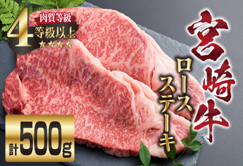 宮崎牛 ロース ステーキ 計500g 牛肉 ビーフ 黒毛和牛 国産 ブランド牛 食品 人気 おすすめ 真空パック 小分け 個包装 おかず 焼肉 BBQ 鉄板焼き 高級 贅沢 ご褒美 ディナー お祝い 記念日 おもてなし お取り寄せ グルメ おすそ分け 宮崎県 日南市 送料無料_EB2-191