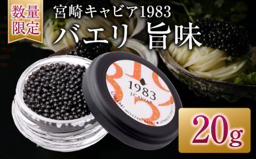 数量限定 宮崎キャビア1983 バエリ 旨味 20g 魚卵 魚介 キャビア 国産 食品 加工品 高級 贅沢 三大珍味 黒いダイヤ おつまみ ご褒美 記念日 お祝い パーティー オードブル ギフト 贈り物 贈答 おすすめ 宮崎県 日南市 送料無料_GE13-25