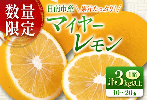 先行受付 数量限定 マイヤーレモン 計3kg以上 期間限定 フルーツ 果物 柑橘 レモン 檸檬 れもん 人気 おすすめ おすそ分け プレゼント お取り寄せ 国産 食品 デザート スイーツ おやつ ジャム 砂糖漬け 蜂蜜漬け 特産品 産地直送 宮崎県 日南市 送料無料 New返礼品 緑の里りょうくん_AA66-24