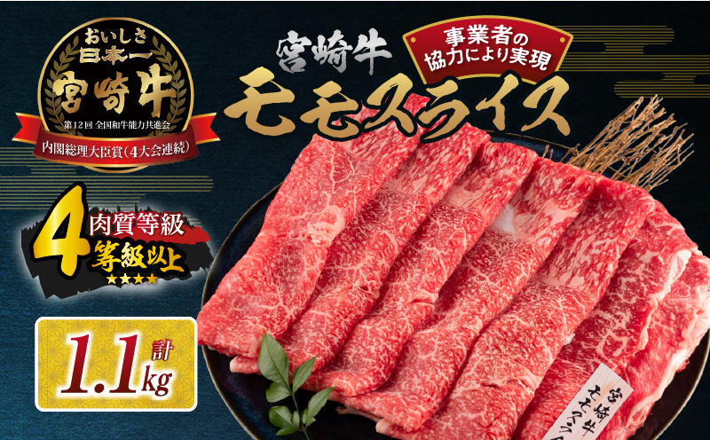 [令和6年12月配送]数量限定 宮崎牛 モモスライス 計1.1kg 牛肉 赤身 国産 すき焼き しゃぶしゃぶ 牛丼 焼肉 BBQ バーベキュー 鉄板焼き 人気 おすすめ 高級 ギフト プレゼント 贈り物 贈答 お祝い 配送月が選べる 宮崎県 日南市 送料無料 肉盛りモリキャンペーン!! KOO評価★日南市_CC57-24-ZO-12