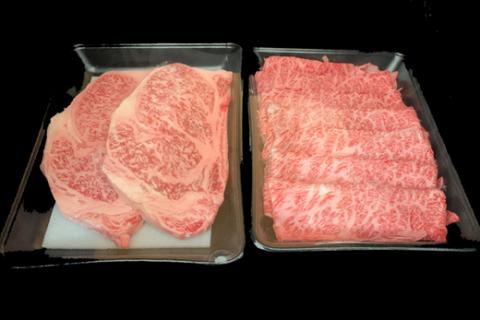 【A４等級以上黒毛和牛】宮崎牛ステーキ＆スライスセット　1.0㎏