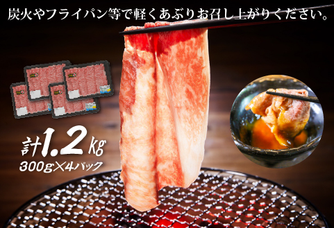 【生産者応援】宮崎牛ロース焼きしゃぶ1.2kg（300g×4P 宮崎牛 和牛 国産 牛肉 霜降り ロース スライス 冷凍 送料無料） 300g×4P