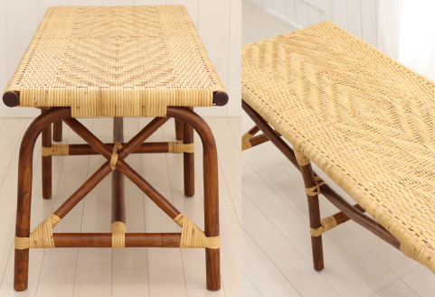 籐製ベンチ（2人掛けラタンチェア）