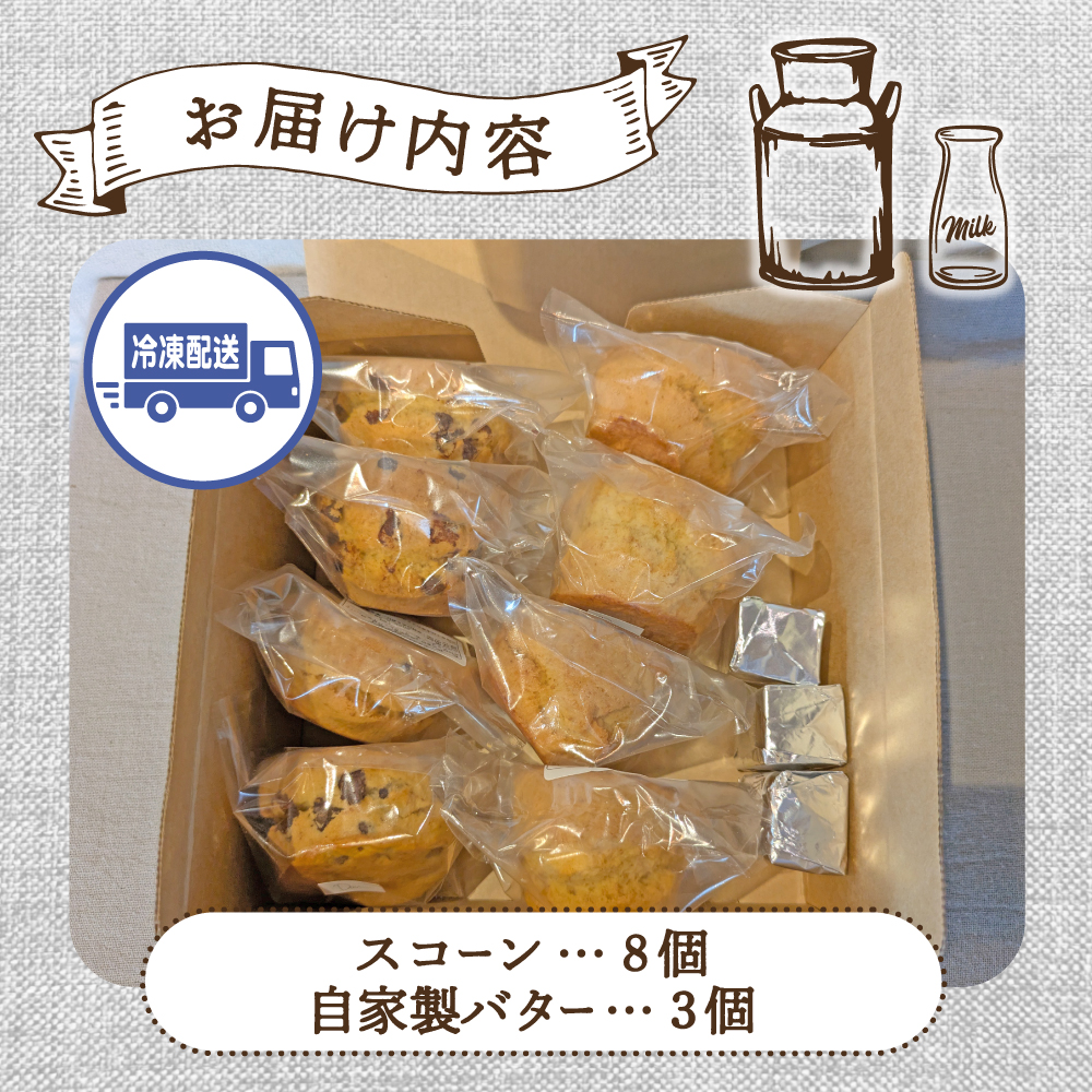 【自家牧場ジャージー牛乳】自家製バターとスコーンセット（ スコーン 自家製バター 新鮮 ジャージー牛乳 手作り バター 焼き菓子 セット）