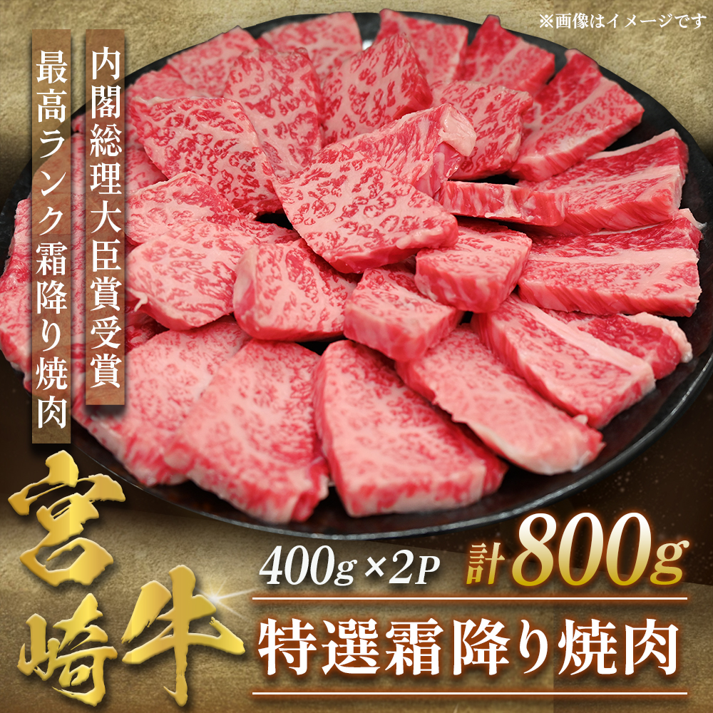【選べる容量】【A5等級】宮崎牛特選霜降り焼肉 800g（400g×2P） 宮崎牛 プレミアムシリーズ ブランド牛 和牛 牛肉 焼肉 特選和牛 霜降り A5 宮崎県 小林市 800g