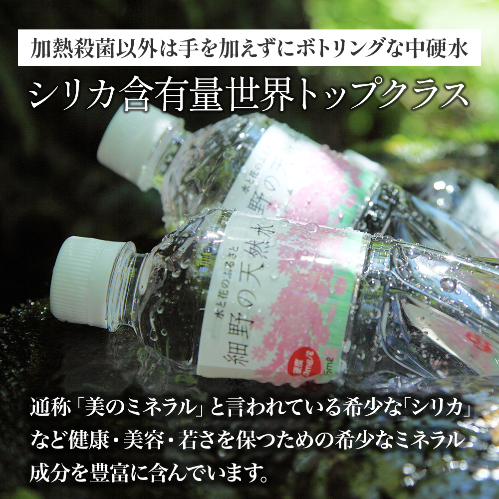 【ミネラルたっぷり天然水】細野の天然水 555ml×24本 2箱（国産 ナチュラルウォーター ミネラルウォーター ラベルレス 天然水 水 555ml 中硬水 シリカ 美容 人気 ペットボトル 霧島 宮崎） 555ml×48本
