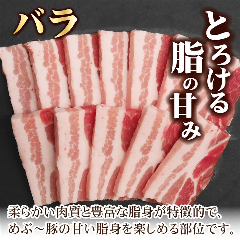 【地元ブランド豚】めぶ～豚 豚バラ・肩ロース 焼肉 計1.5kg（豚肉 豚 お肉 バラ ロース 焼肉用 BBQ 小分け 限定） 豚バラ 750g・肩ロース750g