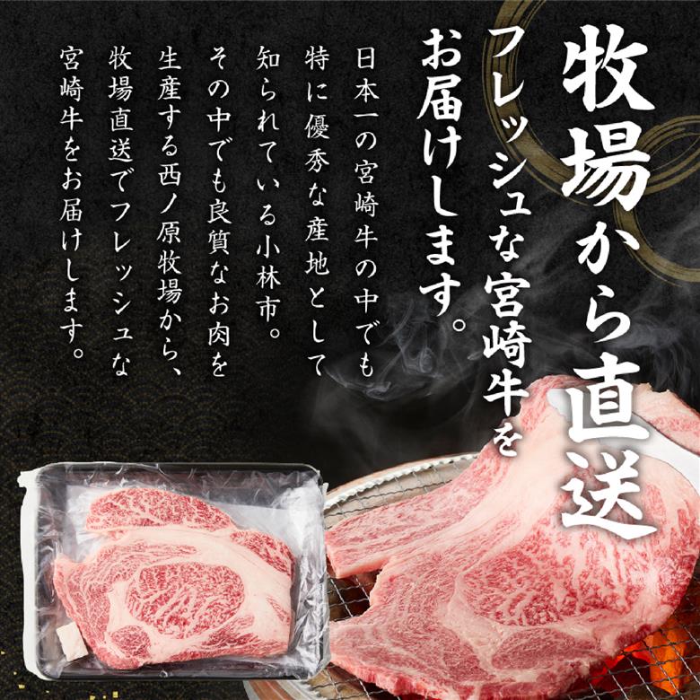 【西ノ原牧場直送】A4等級以上小林市産宮崎牛はみ出す贅沢リブロース 580g（宮崎牛 黒毛和牛 ブランド牛 牛肉 お肉 すき焼き 焼肉 内閣総理大臣賞）