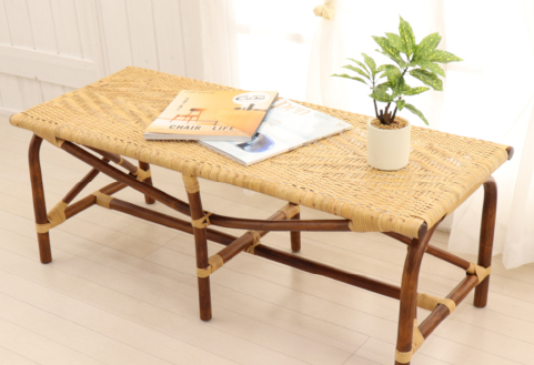 籐製ベンチ（2人掛けラタンチェア）