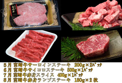 【お肉の定期便】百名店 極コース 全12回（牛肉 和牛 黒毛和牛 宮崎牛 ステーキ シャトーブリアン モモ サーロイン 赤身 定期便）