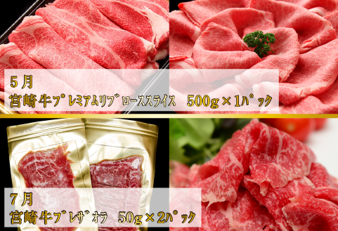 【お肉の定期便】百名店 宮崎牛A5等級メス・プレミアムコース 全6回（牛肉 和牛 黒毛和牛 宮崎牛 ステーキ シャトーブリアン ロース モモ 赤身 サーロイン 定期便）