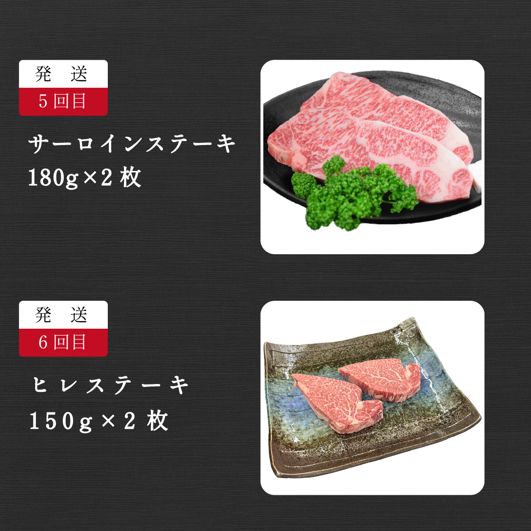 【定期便 全6回】宮崎県西ノ原牧場・なかにし和牛ステーキ定期（牛肉 黒毛和牛 お肉 ステーキ 赤身 モモ サーロイン ヒレ 定期便） ６回定期