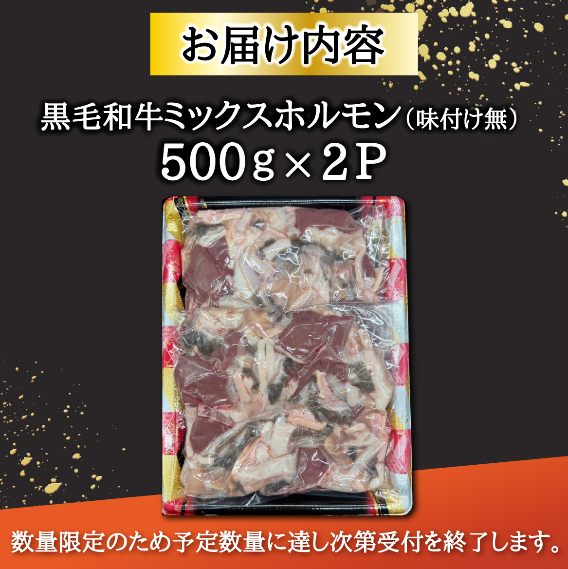 宮崎県産 ミックス ホルモン 500g×2P 計1kg（牛肉 肉 ホルモン 黒毛和牛 もつ鍋 焼肉 鍋）
