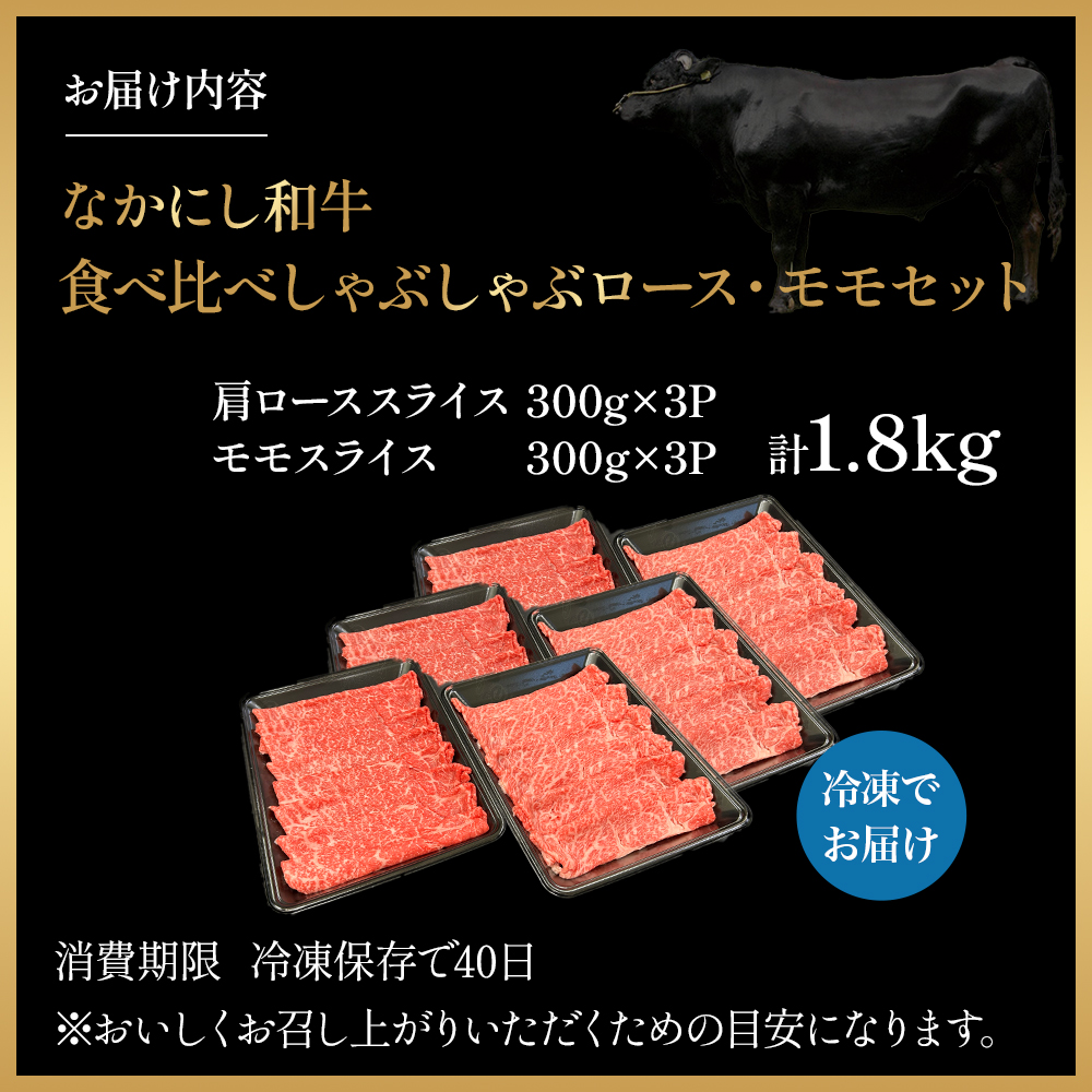 宮崎県西ノ原牧場・なかにし和牛食べ比べしゃぶしゃぶロース・モモ 計1.8kg（国産 牛肉 肉 宮崎牛 黒毛和牛 お肉 しゃぶしゃぶ 人気 ロース モモ 食べ比べ セット 宮崎)