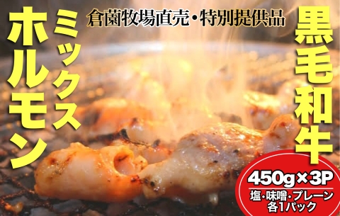 	【特別提供品】黒毛和牛ミックスホルモン３Pセット（国産 黒毛和牛 和牛 ホルモン 塩 味噌 焼肉 人気）