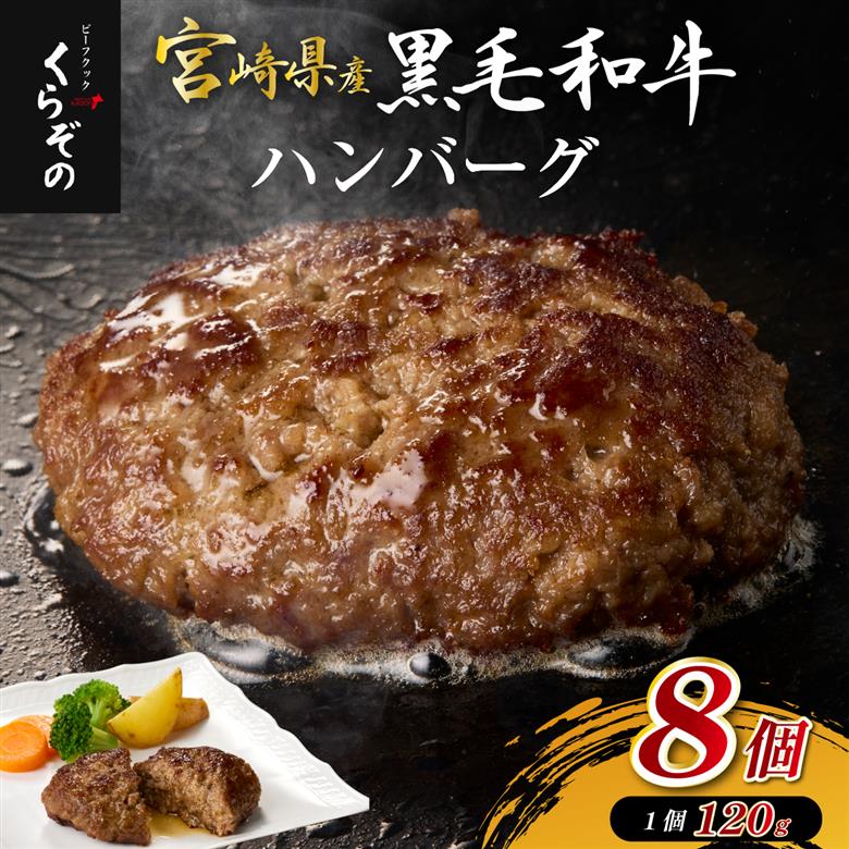 【黒毛和牛100％】黒毛和牛専門店の贅沢ハンバーグ（計8個）（ハンバーグ 牛肉 牛肉100% 国産 冷凍 調理済 宮崎 惣菜 小林市） 120g×8個
