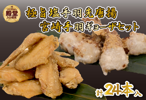 【手羽先サミット殿堂入り！】極旨塩 手羽先 唐揚げ 手羽ギョーザ セット 計24本（国産 鶏肉 手羽先 ギョウザ 餃子 塩 味付き 人気）