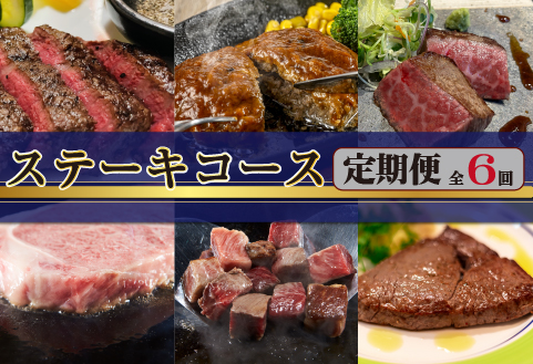 【ステーキ定期便】百名店ステーキコース 全6回（牛肉 黒毛和牛 ヒレ モモ サーロイン ロース ハンバーグ 赤身 希少部位 定期便）