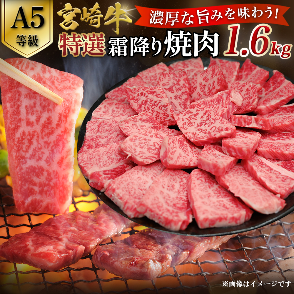 【選べる容量】【A5等級】宮崎牛特選霜降り焼肉 1.6kg（400g×4P） 宮崎牛 プレミアムシリーズ ブランド牛 和牛 牛肉 焼肉 特選和牛 霜降り A5 宮崎県 小林市 1.6kg