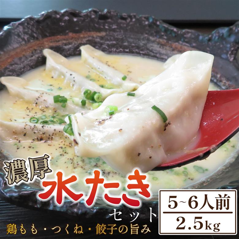 【テレビで紹介！元祖ざる焼き小林養鶏】濃厚 水炊き セット 5～6人前 計2.5kg（鶏肉 もも肉 鶏もも 水炊き 鶏白湯 つくね 餃子 ギョウザ 鍋 鍋セット）