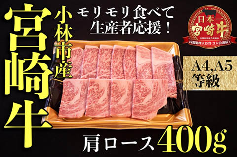 [モリモリ応援]A4等級以上宮崎牛おためしモリモリ肩ロース(焼肉用)400g