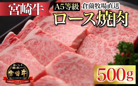 [百名店の味をご自宅で!]A5等級 宮崎牛ロース焼肉用 500g(国産 牛肉 国産牛 和牛 宮崎牛 ロース 焼肉)