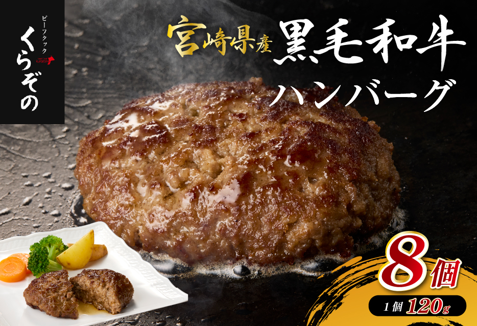[黒毛和牛100%]黒毛和牛専門店の贅沢ハンバーグ(計8個)(ハンバーグ 牛肉 牛肉100% 国産 冷凍 調理済 宮崎 惣菜 小林市)