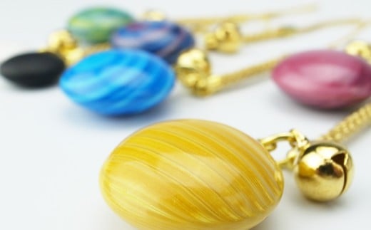 日向特製はまぐり碁石根付ストラップ6種セット [ミツイシ(黒木碁石店) 宮崎県 日向市 452060827]