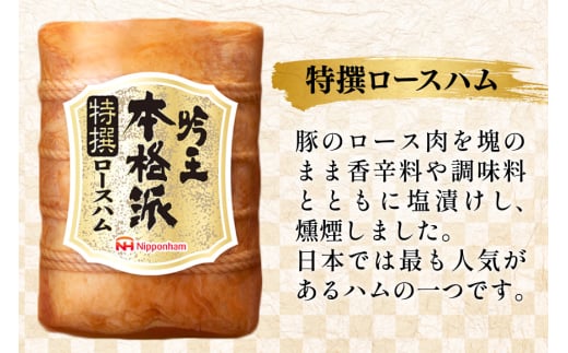 ハム 詰め合わせ 日本ハム 本格派吟王 3種 セット [日本ハムマーケティング 宮崎県 日向市 452061193] ロースハム 焼豚 あらびき ミートローフ 焼き豚 豚肉 お弁当 朝食 昼食 国内製造 日ハム FS-435