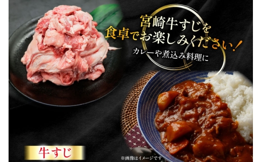 牛肉 宮崎牛 牛すじ 1kg [ローカルブランディング 宮崎県 日向市 452061404] 冷凍 黒毛和牛 黒毛 A4 A5 国産 牛筋