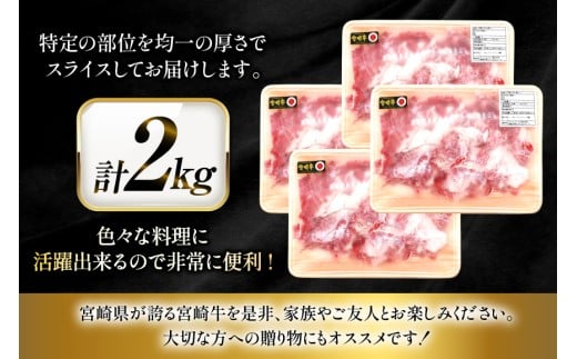 牛肉 宮崎牛 切り落とし 500g 4p 計 2kg [ローカルブランディング 宮崎県 日向市 452061410] 冷凍 小分け 黒毛和牛 黒毛 A4 A5 切落し 国産