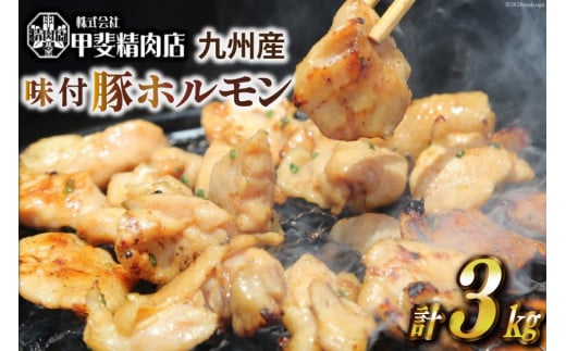 九州産味付豚ホルモン 300g×10袋 計3kg [甲斐精肉店 宮崎県 日向市 452060586] 味付き 焼肉 肉 冷凍 国産 豚肉 焼くだけ ホルモン 野菜炒め BBQ