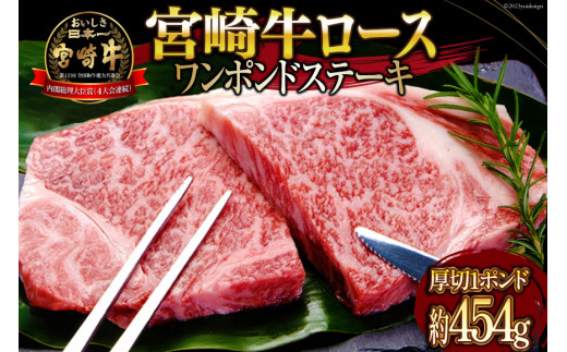 牛肉 宮崎牛 A4 A5 等級 ロース ワンポンド ステーキ 約454g (WF-130) [日本ハムマーケティング 宮崎県 日向市 452060960] 冷凍 1ポンド 牛 肉 国産 450g 牛 肉 宮崎
