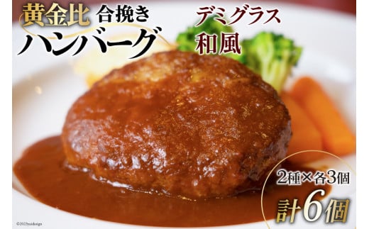 日向100年ハンバーグ (デミグラス・和風) 2種×3 計6個 [サニーガーデン 宮崎県 日向市 452061263] 加工品 惣菜 個包装 レンジ 簡単 冷凍