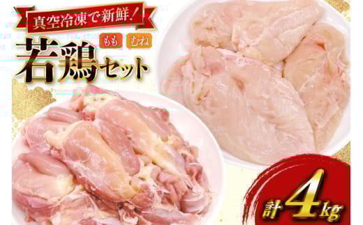 鶏肉 セット 宮崎県産 若鶏 もも身 むね身 各 1kg 2p 計4kg セット [TRINITY 宮崎県 日向市 452061339] 業務用 とり肉 もも もも肉 モモ モモ肉 鶏肉もも むね肉 むね ムネ肉 胸 宮崎 詰め合わせ 冷凍 肉