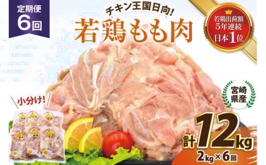 鶏肉 6回 定期便 宮崎県産 若鶏 もも 2kg [エム・ティ・シー 宮崎県 日向市 452061368] 小分け モモ もも肉 モモ肉 冷凍 肉 宮崎