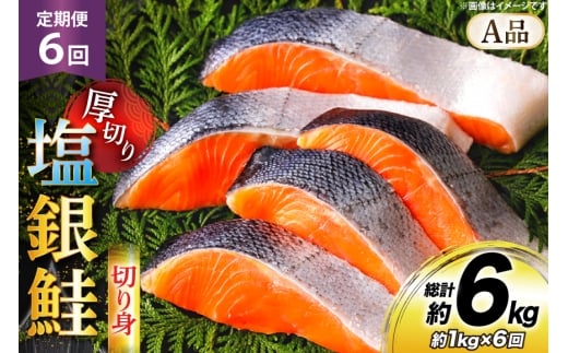 鮭 6回 定期便 厚切り 塩銀鮭 A品 切り身 約1kg 総計6kg [安田 宮崎県 日向市 452061475] 銀鮭 鮭 魚介類 海鮮 さけ サケ 鮭切身 シャケ 切り身 1kg 1キロ 冷凍 家庭用 おかず 弁当 銀鮭切り身 魚