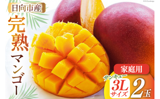 【2026年夏発送】「生産者応援・数量限定」 訳あり 宮崎 完熟 マンゴー 家庭用 3L 2玉 [宮崎県農業協同組合日向地区本部（販売課） 宮崎県 日向市 452061562] 果物 フルーツ 規格外 完熟マンゴー 甘い 日向 期間限定 冷蔵
