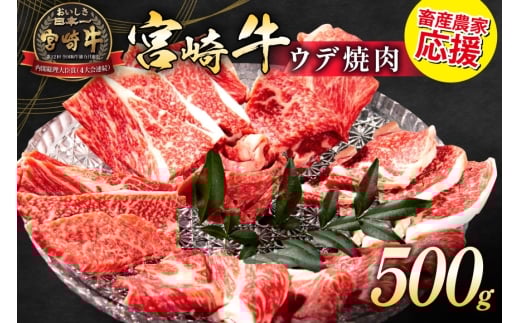 【畜産農家応援】 牛肉 焼肉 宮崎牛 ウデ 焼肉用 500g [ ミヤチク 宮崎県 日向市 452061598] 冷凍 内閣総理大臣賞 焼き肉 牛ウデ ウデ肉 黒毛 和牛 黒毛和牛 国産 国産牛肉 アウトドア BBQ キャンプ