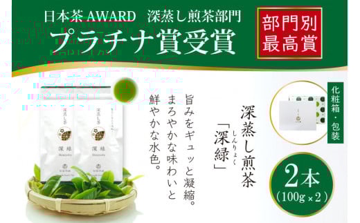 お茶 緑茶 深蒸し煎茶 深緑 100g×2本 [谷岩茶舗 宮崎県 日向市 452061605] セット 小分け 茶葉 プラチナ賞